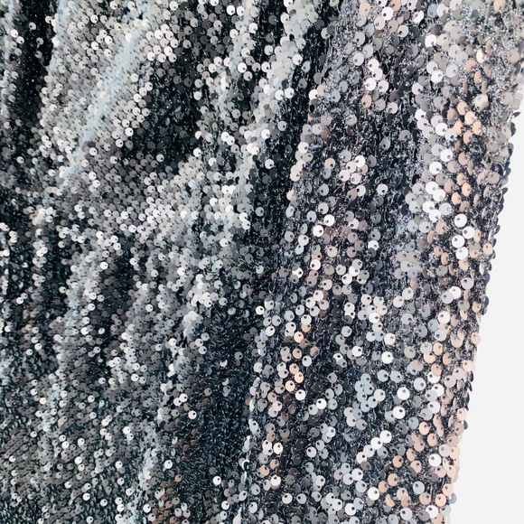 NEW! Mango Black Mini Sequin Dress | Short Shiny Long Sleeve & Stretchy - Picture 8 of 9